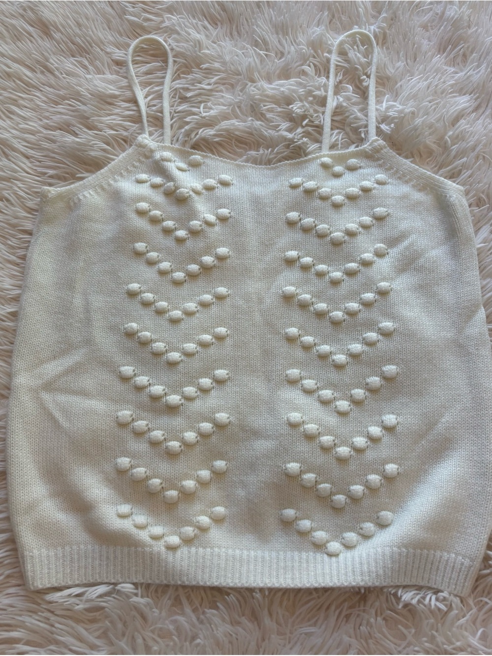 Andree Knit Spaghetti Strap Tank with Bobble Chevron Detail